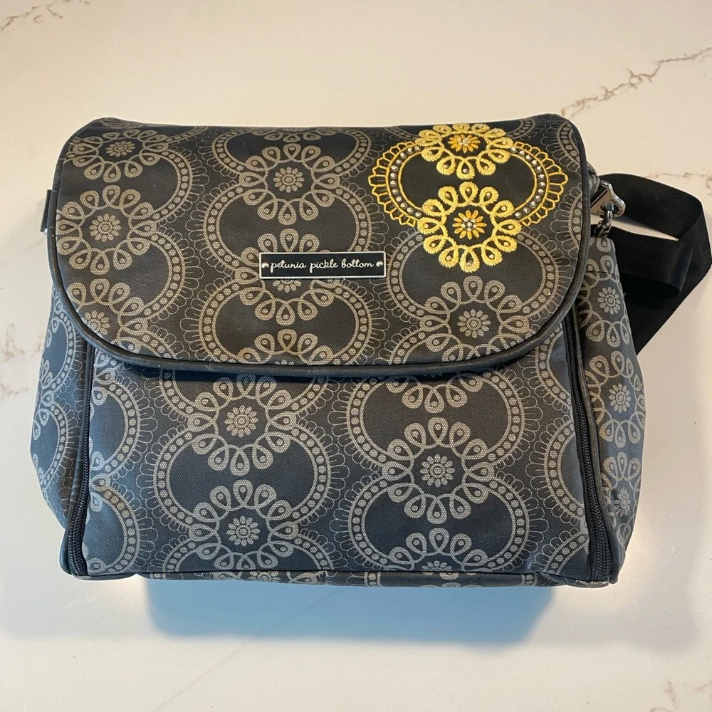 Petunia Pickle Bottom Diaper Bag Backpack with Floral embroidery